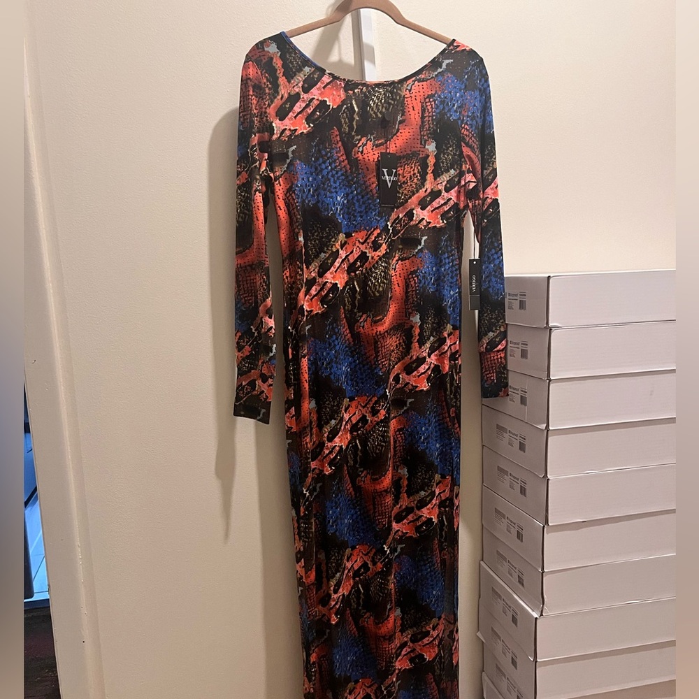 Snake print colorful full length dress